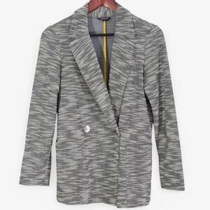 Topshop Longline Blazer Gray Size 6 Textured Modern Classic Workwear Chic